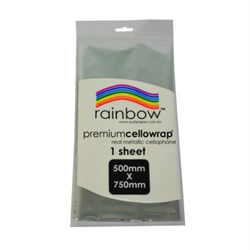Rainbow Metallic Cellophane 500mm x 750mm Silver Pack of 25